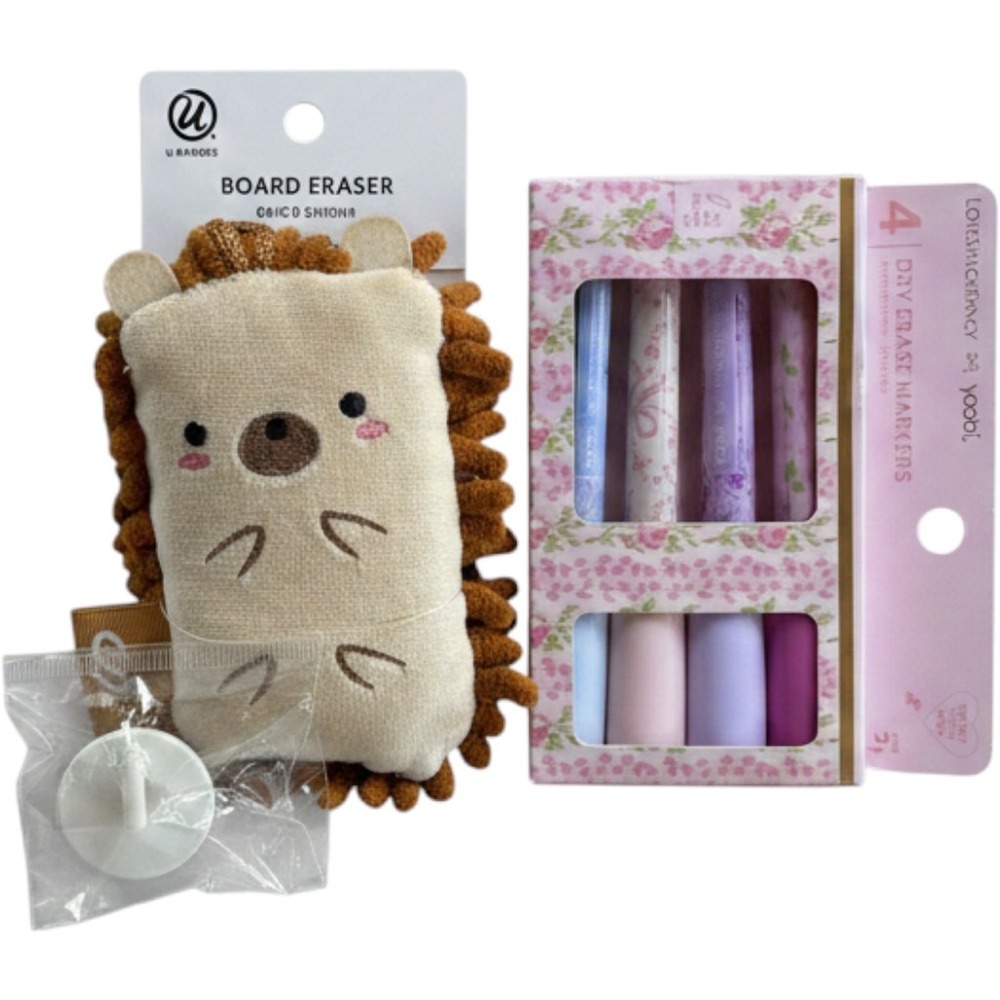 U Brands Hedgehog Board Eraser and LoveShackFancy x Yoobi Dry Erase Markers Set